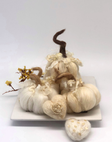 calabazas hechas a mano en lana cardada tecnica needle felting